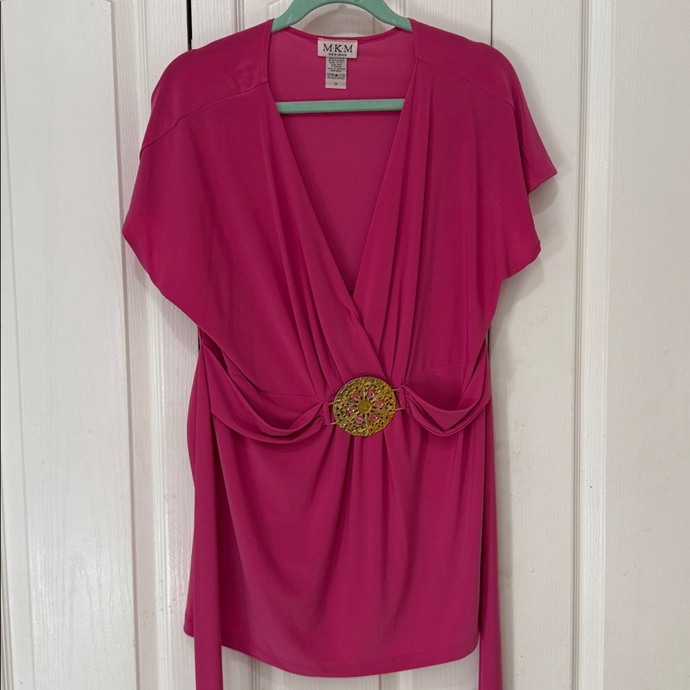 MKM Vintage Fuchsia Blouse with Gold Detail size 1X